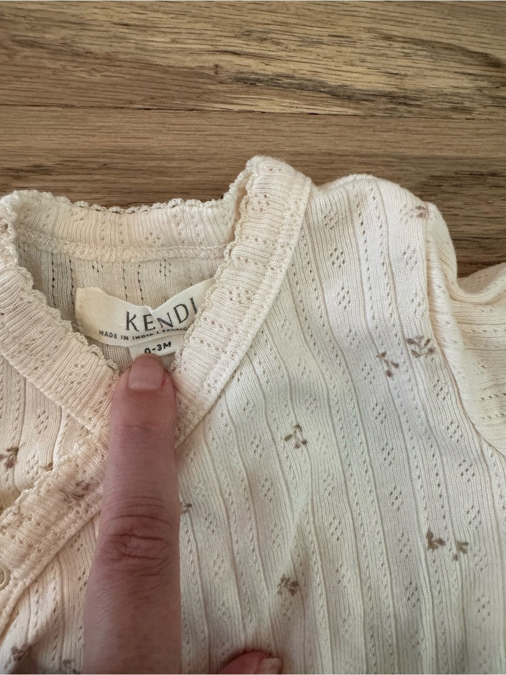 Kendi by Colored Orgabics Cream Baby Kimono Set with Subtle Brown Floral Dots